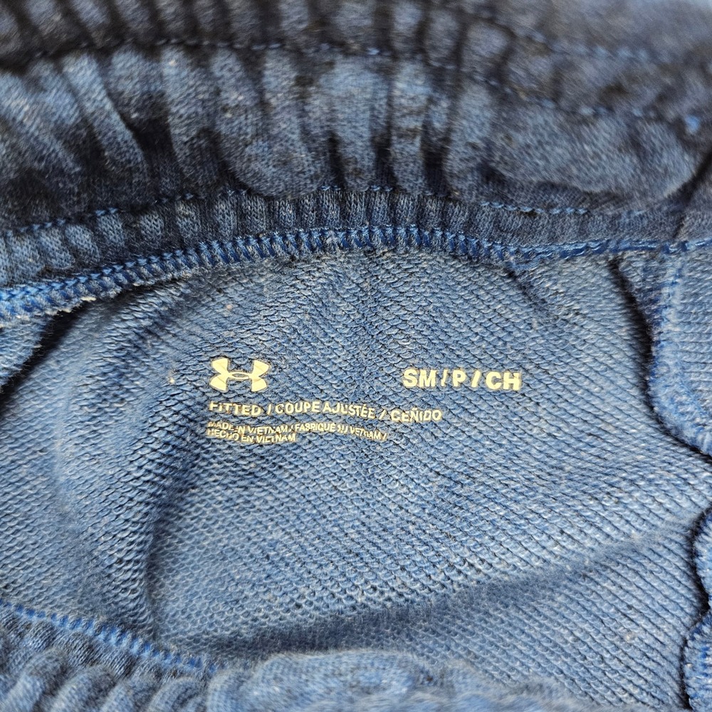 Under Armour Mens Blue Heathered Fleece Shorts Fitted Drawstring Size Small - Picture 5 of 10